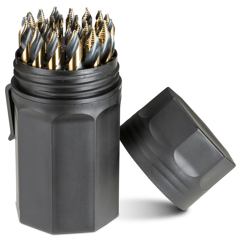 K-Tool International K Tool International XD3106 Cobalt Tungsten Metal Drill Bit Set for Garages  Repair Shops  and DIY  Sizes 1/16"" to 1/2""  Fluted Speedy Multi-Tip Design  Carrying Case  Made in The USA  29 Piece - Image 4
